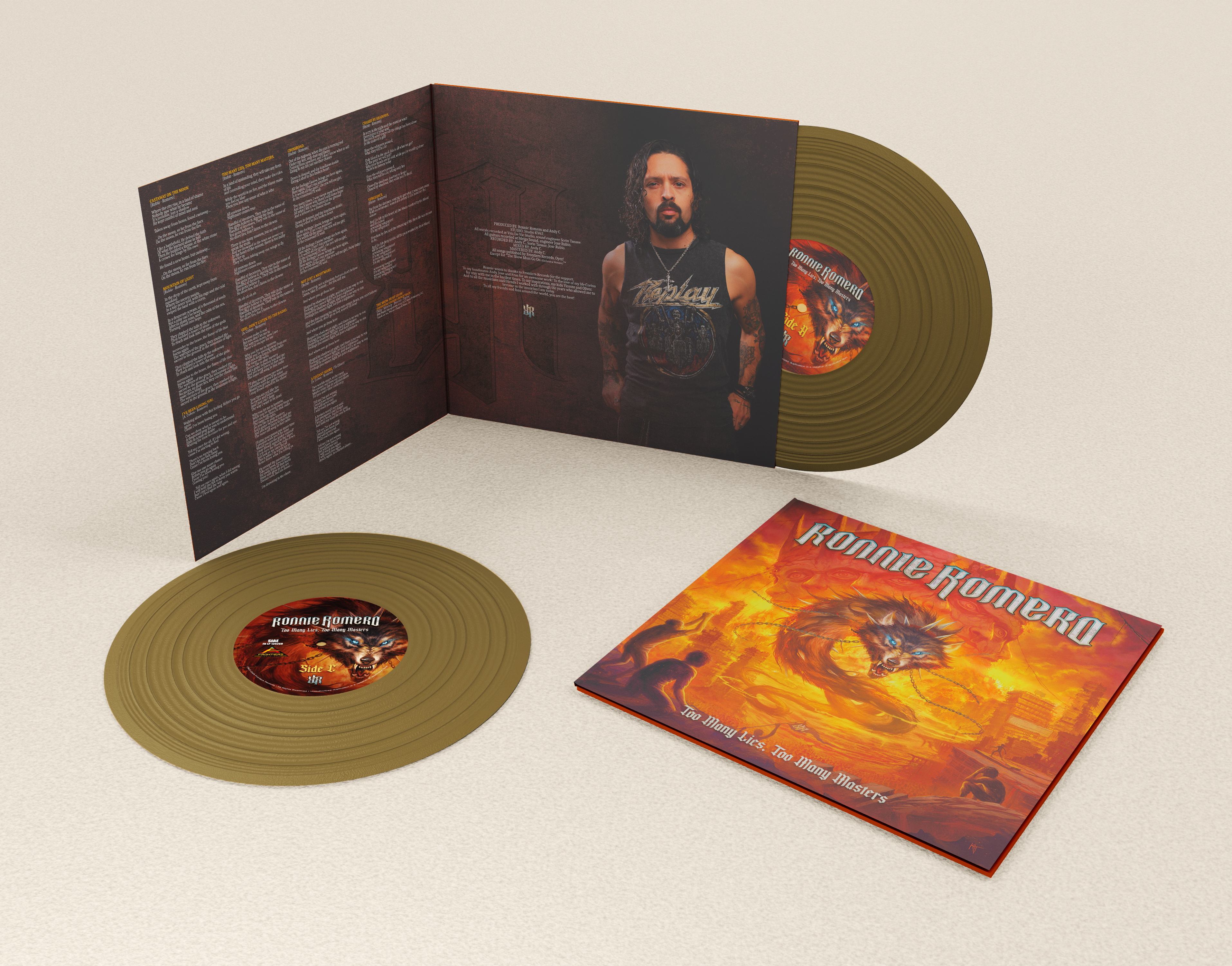 RONNIE ROMERO SIGNED DOUBLE GOLD VINYL Too Many Lies, Too Many Masters