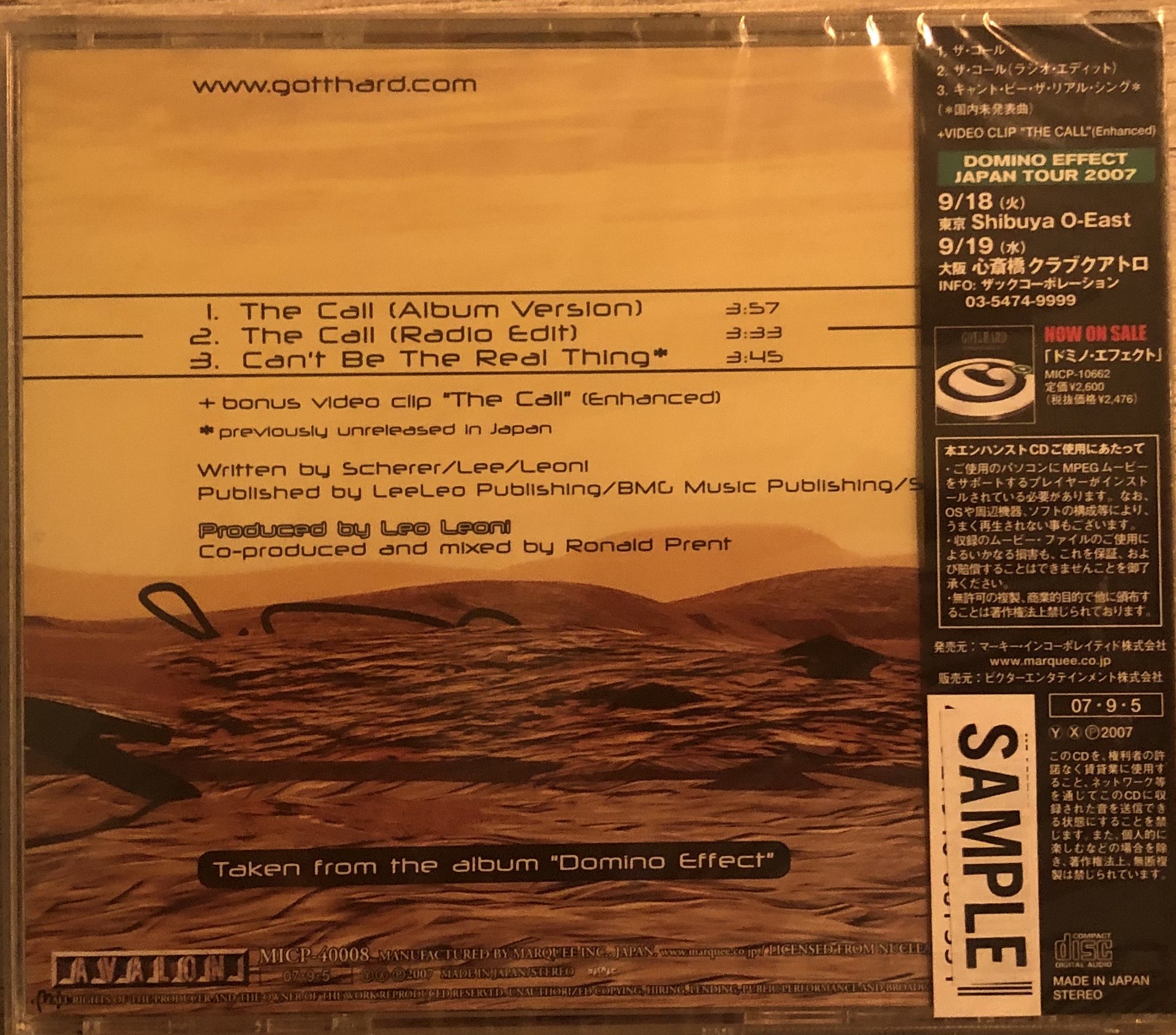 CD single The Call JAPAN version